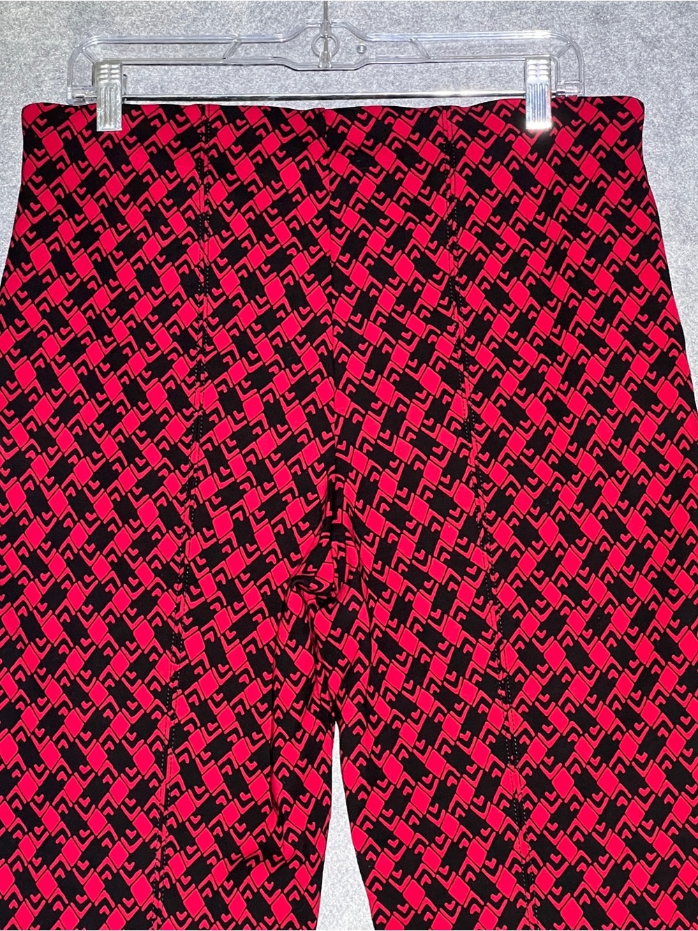 MAEVE Anthropologie Red Black Geometric The Margo Stretch Cropped Flare Pants L - Picture 8 of 16